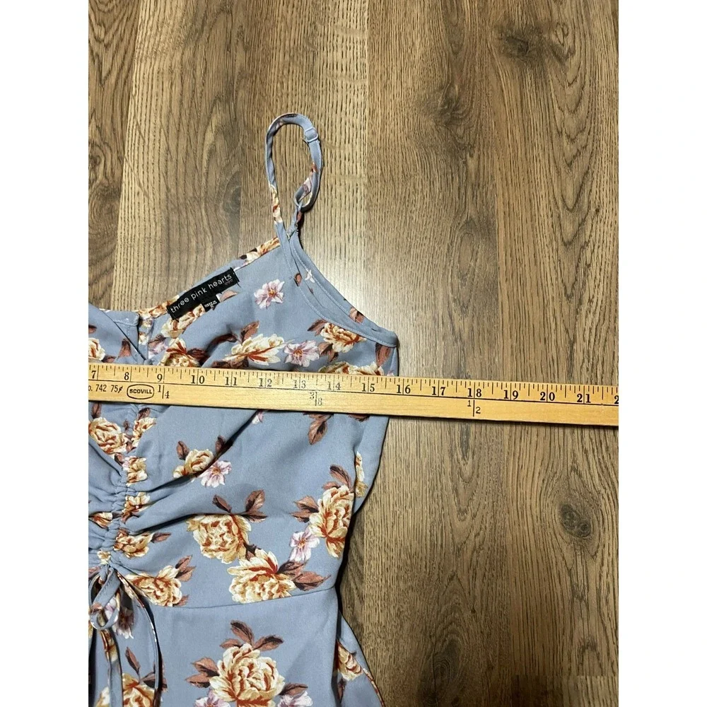 Three Pink Hearts Dress, Women's Size Small, Blue Pink White, Floral, V-neck - Picture 4 of 8